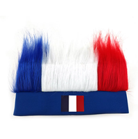 Perruque bandeau drapeau de France, perruque synthétique colorée aux couleurs du drapeau national, casquette perruque pour supporters de football, idéale pour les événements sportifs et les fêtes.