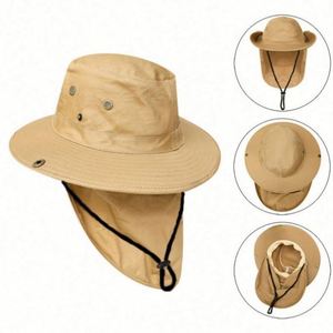 Chapeau de safari unisexe à large bord pour les voyages en plein air, la pêche, la randonnée et le ski - Chapeau bob 100 % coton pour toutes les saisons avec protection solaire - Product Image 2