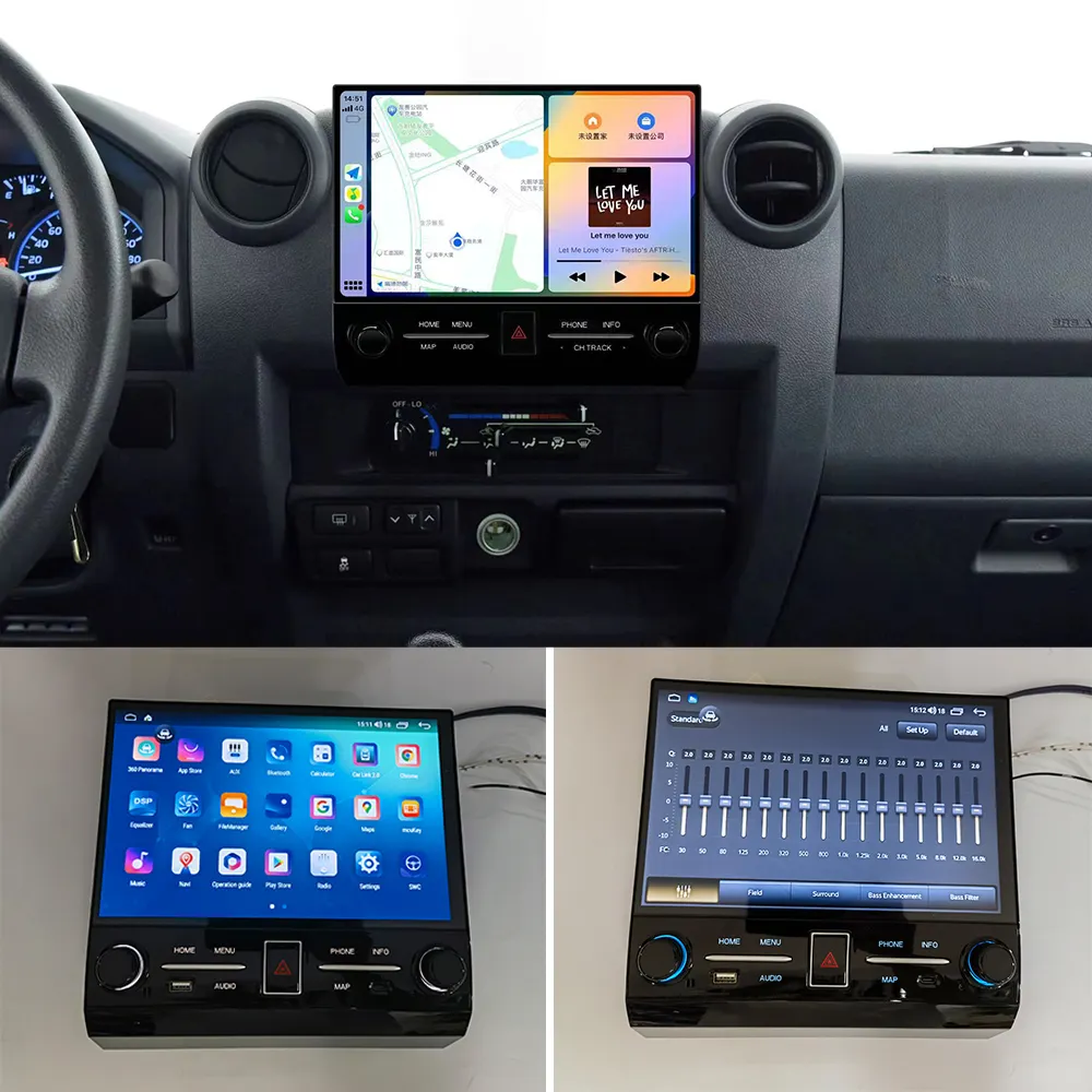 CarPlay para Toyota Land Cruiser LC70 LC76 LC75 LC79 polegadas Android Rádio para Carro Reprodutor de Vídeo Multimídia Navegação GPS Wi-Fi Carplay 10.2 polegadas