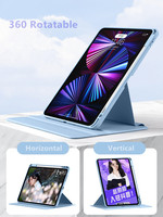 Pour ipad pro 13 pouces étui pour tablette 360 tourné clair dos debout couvertures en cuir
