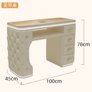 Luxury Bubble Tufted <b>Nail</b> Table Marble Top Manicure <b>Desk</b> With LED Light Drawers for Beauty <b>Nail</b> Salon - Product Image 5