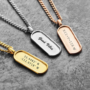 Collier personnalisé de qualité supérieure 3 couleurs pendentif <span class=keywords><strong>en</strong></span> acier inoxydable gravé cadeau de bénédiction pour <span class=keywords><strong>elle</strong></span> et lui - Product Image 2