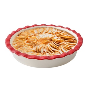 Poêle à tarte en céramique de 9/11 pouces, dispositif de cuisine pour desserts, bol à pâtisserie rond avec bord à volants - Product Image 1