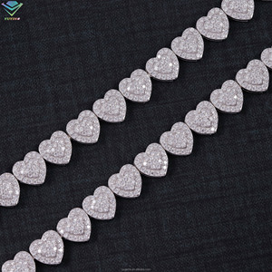 Pulsera/collar de cadena cubana con forma de corazón, corte brillante redondo, chapado en oro de 18 quilates, plata 925, certificado GRA, moissanita VVS, estilo hip hop. - Product Image 3