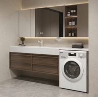 Meuble-lavabo moderne en pierre frittée avec vasque intégrée, miroir LED, comptoir sur mesure, étanche, OEM ODM, pour appartement et villa