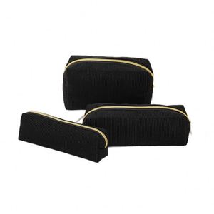 Large Capacity Corduroy Vertical Stripe Reusable Eco-Friendly Travel Cosmetic Bag Fashion Portable Waterproof Toiletries Storage - Product Image 2
