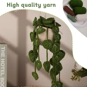 Decoración para el hogar DIY hecho a mano ganchillo hecho a mano plantas colgantes interior al aire libre plantas de ganchillo