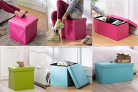 Meilleure vente Pouf de rangement rond pliant Pouf en Polyester avec boutons