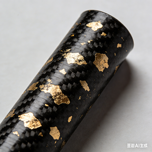 SHENYU 3K Carbon Fiber Tube with Gold Foil Inlay 5mm <b>Thickness</b> Luxury Glossy Finish - Product Image 3