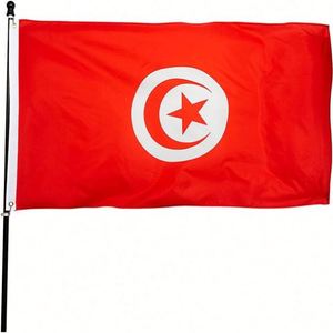 Custom Size Tunisia 3x5 Ft Polyester Fade Resistant Double Stitch Tunisian National <b>Flags</b> for Country Events Decorative - Product Image 1