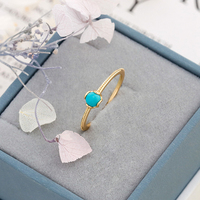 Emotiona Circuluml Factory Bague en Argent Sterling 925 Plaqué Or 14K avec Pierre Précieuse Turquoise Opale Simpler