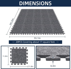 20 Pièces Tapis Acoustique Absorbant le Son en Feutre PET, Tapis de <span class=keywords><strong>Piano</strong></span>, Tapis de Batterie, Tapis de Sol Antidérapant Anti-Vibration à Emboîtement - Product Image 1