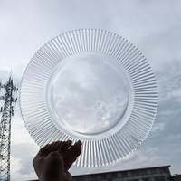 Assiette de présentation ronde en verre transparent pour mariage, événement, dîner, décoration de table, luxe, écologique, durable, pour la maison