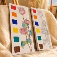 Livre de peinture à l'aquarelle DIY pour enfants avec palette de couleurs unies intégrée, 22 pages de dessins lignés, ensemble prêt à offrir, impression personnalisée