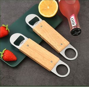 Ouvre-bouteille plat écologique en bois pour bouteilles de bière, de boissons et de conserves, avec logo gratuit - Product Image 5
