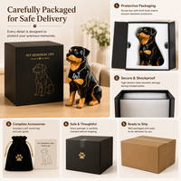 Urne funéraire en céramique pour chien Rottweiler, avec détails en feuille d'or, statue de chiot, boîte à cendres, fournitures funéraires