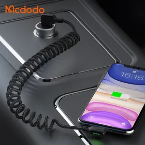 Mcdodo 1.8米可伸缩90度直角设计尼龙编织发光二极管3A游戏手机充电盘绕USB电缆