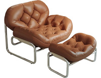 Fauteuil inclinable ergonomique en cuir résistant aux griffures de chat, dossier amovible, siège de détente, structure métallique pour salon
