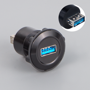 Lyan 22mm kim loại USB3.0 type-một nữ để nữ bảng điều khiển gắn kết nối nhà máy trực tiếp không thấm nước vỏ màu đen USB-08-BK - Product Image 1