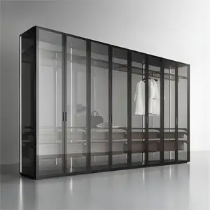 Kejia Custom Wardrobe Walk In Closet Glass Door With Light Strips Dressing Room Furniture Bedroom Wardrobe Cabinet