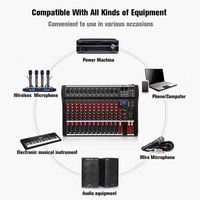 Table de mixage audio numérique 12 canaux 48V de haute qualité avec effets de délai intégrés, sortie mono, alimentation CA