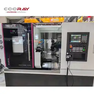 Máquina de torno CNC de 3 ejes de alta calidad COORAY, mandril hidráulico tipo Banda, fresadoras CNC con alimentador de barra