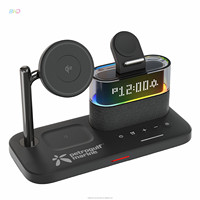 Draadloze oplaadstation met aangepaste logo, LED RGB-verlichting, draagbaar, multifunctioneel, met wekker