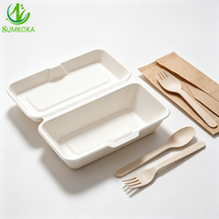 Boîte à hot-dogs SUMKOKA 8*5 pouces en pulpe de bagasse de qualité alimentaire, emballage à emporter biodégradable en fibre de canne à sucre, type coquille