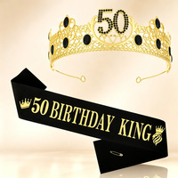 Ensemble de bannière d'anniversaire Duiyan avec numéro personnalisé, diadème en onyx noir en forme de couronne pour hommes, fête, 120g