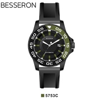 Montre de sport Besseron Bioceramics avec boîtier en acier inoxydable, lunette en acier inoxydable, mouvement automatique MiYOTA, bracelet en caoutchouc résistant à l'eau, fabriquée en usine