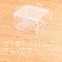 Boîte de rangement carrée en plastique transparent avec couvercle, conteneur de qualité alimentaire pour biscuits, bonbons, collations, emballage cadeau, présentoir