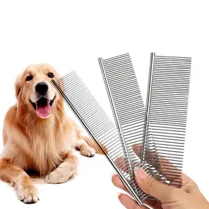 Pettine per peli di cane da compagnia in acciaio inossidabile per toelettatura all'ingrosso pettine per cani e pidocchi districante pettine per animali domestici