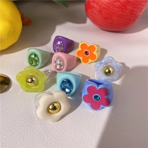 <span class=keywords><strong>2022</strong></span> nouvelles bagues en résine multicolores pour femmes, strass ovales géométriques, acrylique, grosse bague, bijoux mignons - Product Image 4