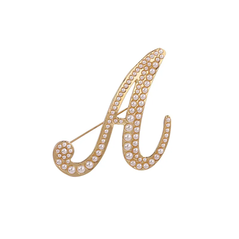 Elegant Simulated Pearls Letter A Women Brooch Factory Directly Sale Cheapest Price Custom Pins