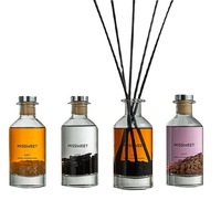 Botella Difusora Vente en gros Bouteille diffuseur à roseaux ronds 200ml 300ml 500ml Bouteille diffuseur vide de luxe Bouteilles diffuseur en verre