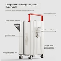 Valise à roulettes large ouverte sur le devant OEM ODM avec porte-gobelet et roues silencieuses en PC