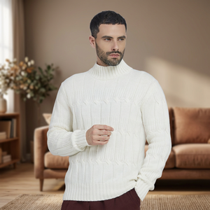 Pull en tricot à col roulé à manches longues pour homme, en cachemire écologique, fabriqué en Italie, anti-boulochage - Product Image 2