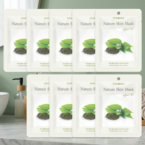 [BEST] Foodaholic Nature Maschera in Foglio al Tè Verde e Vitamina C, Confezione da 10 Pezzi - Sbiancante Anti-Età Idratante Viso, Skincare Coreana - Product Image 2