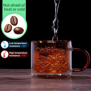 Tazas de Café y Té de Vidrio Transparente de Alta Calidad, Tazas de Espresso de Doble Pared con Asa, Venta al Por Mayor - Product Image 4