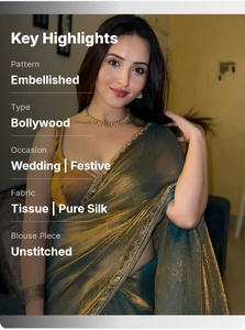 Sari de Seda de Diseño de Lujo, Prenda Étnica Tradicional, Elegante y Premium para Mujer, Hecho con Materiales Reciclados, de Secado Rápido, para Bodas y Fiestas, K V - Product Image 5