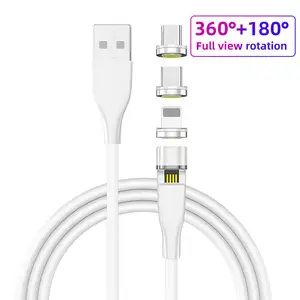 原装5A 360三合一Usb C自绕组磁铁数据线540度3合1自绕组磁性快速充电电缆