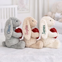 Peluche personnalisée lapin brodé avec nom, jouet en peluche doux, 6 styles, plusieurs couleurs de fils
