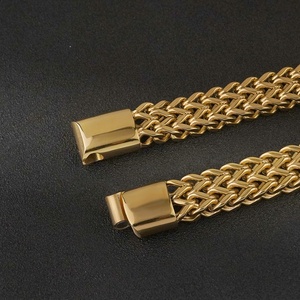 Pulsera de Acero Inoxidable Chapada en Oro Vintage, Personalizada, Estilo Retro, con Cabeza de León, Geométrica, Religiosa, con Circonitas, Estilo Cubano - Product Image 6