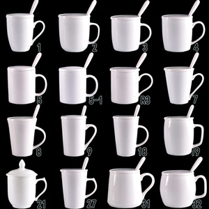 Taza de cerámica con tapa y cuchara, color sólido, apta para microondas, para uso en el hogar y la oficina. - Product Image 1