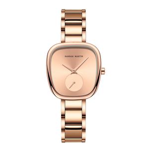 Reloj de Mujer en Oro Rosa, Diseño Tonneau, Minimalista, con Subesfera, Correa de Acero Inoxidable, Resistente al Agua, Cuarzo, en Oferta - Product Image 1