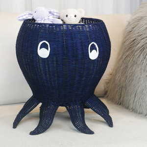 Octopus Shaped Wicker <b>Storage</b> <b>Basket</b> Handmade Decorative <b>Toy</b> Bin For Living Room Stuffed Plush <b>Storage</b> - Product Image 3