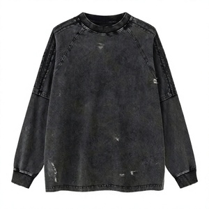 Custom Washed <b>Oversized</b> Men's <b>Sweatshirt</b> Long Sleeve Pullover O-Neck <b>Vintage</b> Streetwear - Product Image 4