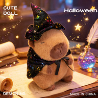 Halloween Zauberer-Capybara-Plüschtier mit Sternen-Hexenhut und Umhang, Niedliches Kuscheltier für Halloween-Dekoration und Geschenke