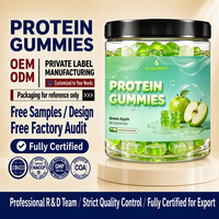 Gummies protéinés en gros d'usine saveur pomme verte, supplément protéiné à croquer pour le soutien nutritionnel quotidien, 60 gummies