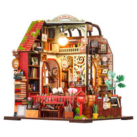 Kit de maison miniature vintage en forme de bibliothèque avec lumière LED, kit miniature en bois à monter soi-même pour adultes, décoration d'étagère, cadeau